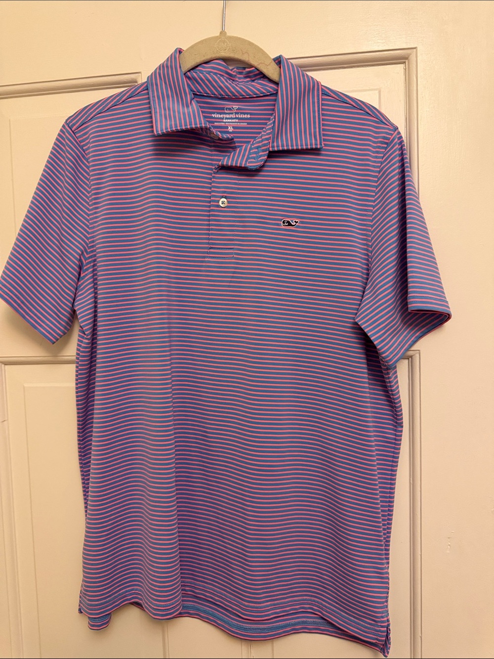 Boys Vineyard Vines Sankaty Striped Polo in Purple and Pink
